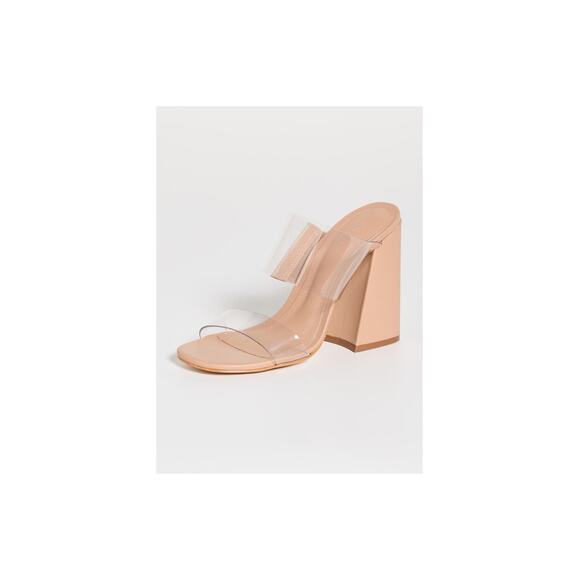 SCHUTZ Shoes - Schutz Victorie High Block Heel Sandals Clear PVC Translucent Honey Womens 10